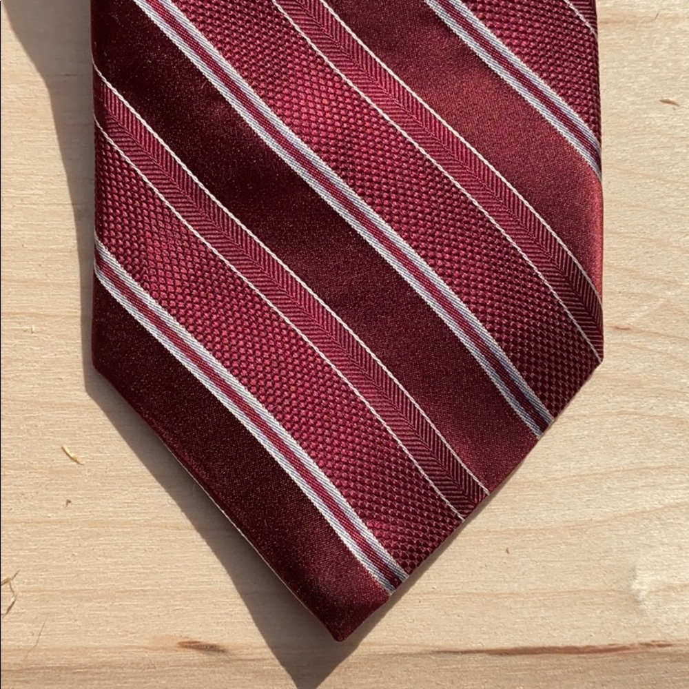 Micheal Kors Designer Red Striped Silk Tie